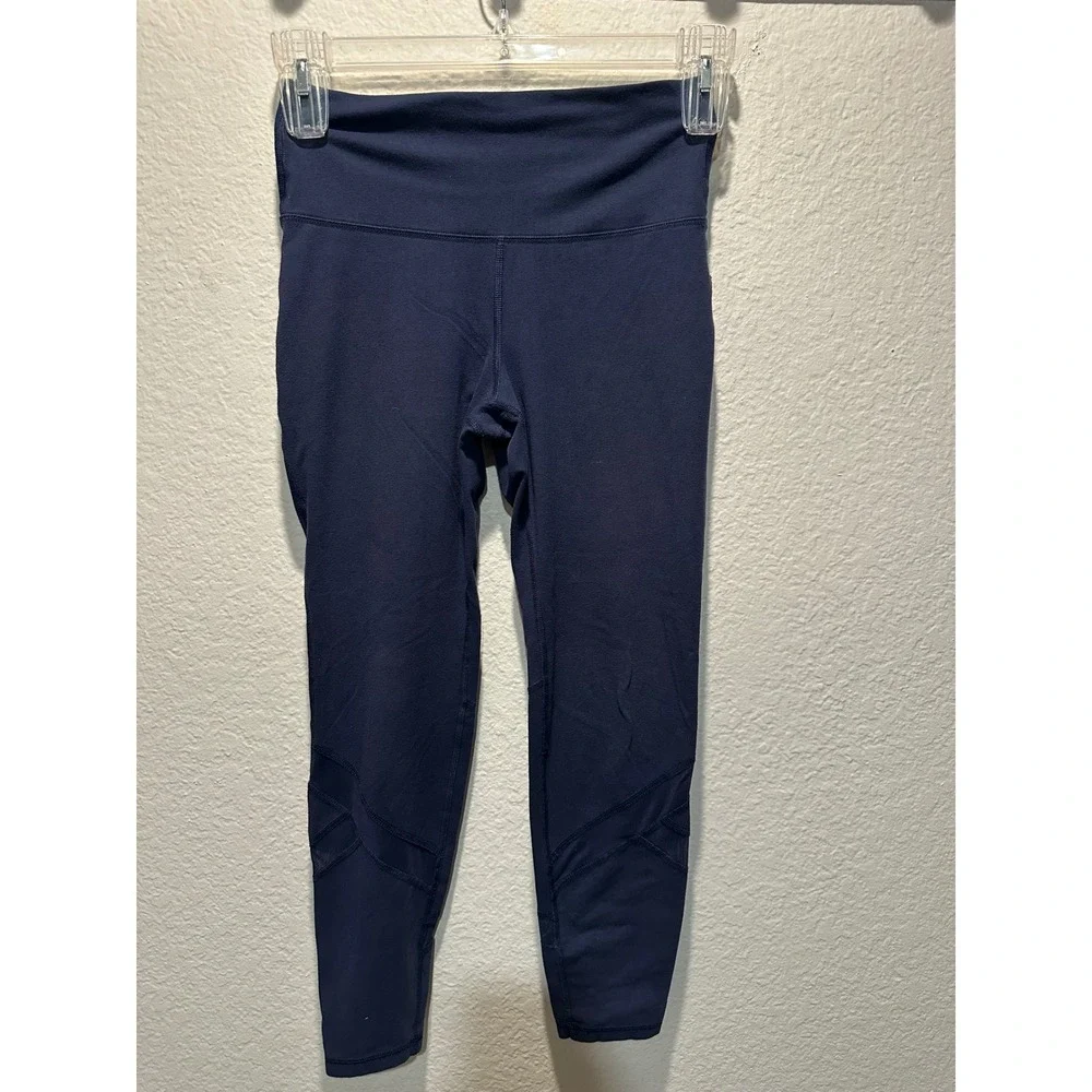 Old Navy‎ Active Balance Leggings Go-Dry Navy Blue Mesh Panel Womens Medium